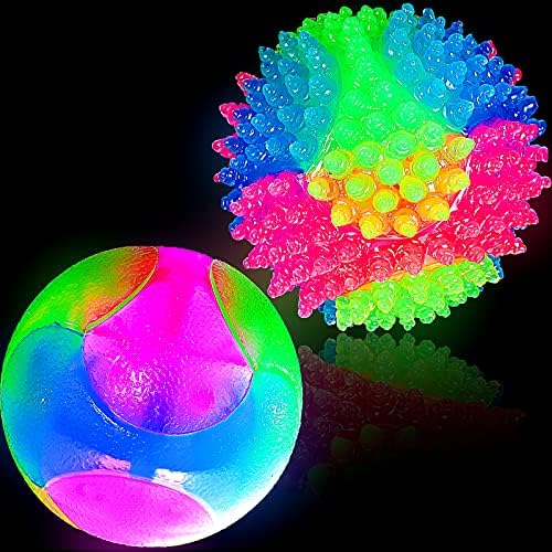 Skylety 2 Pack 2.5" Light up LED Dog Balls for Puppy Small, Medium Dogs