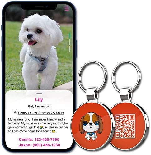 MYLUCKYTAG QR Code Pet ID | Personalized Dog & Cat Collar Tag | Online Profile with Instant Scanned Location Alert Email