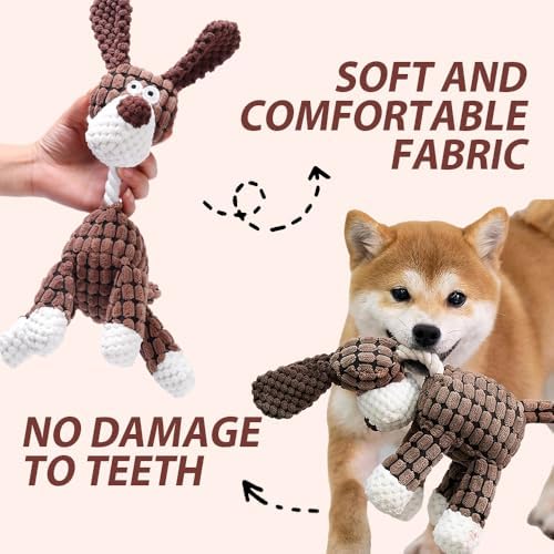 2026 New Dog Toys, Indestructible Plush Dog Toy for Aggressive Chewers, Interactive Squeaky Soft Puppy Chew Toy, Durable Teething Toys for Small Medium Large Dogs (Black)