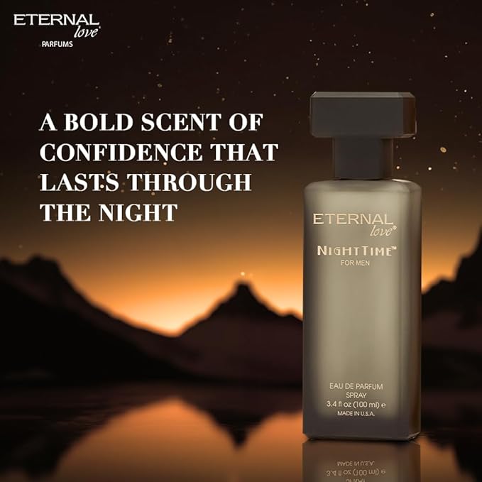Eternal Love Nighttime for Men - Long Lasting Eau de Parfum Spray - Clean Masculine Fragrance with Rose & Jasmine - Warm Sophisticated Scent - 3.4oz