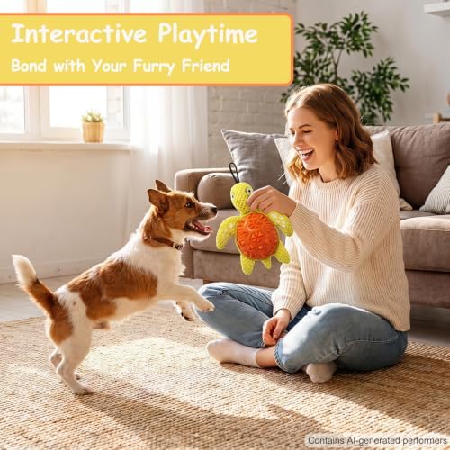 Squeaky Plush Turtle Dog Toy – Interactive Chew & Cuddle