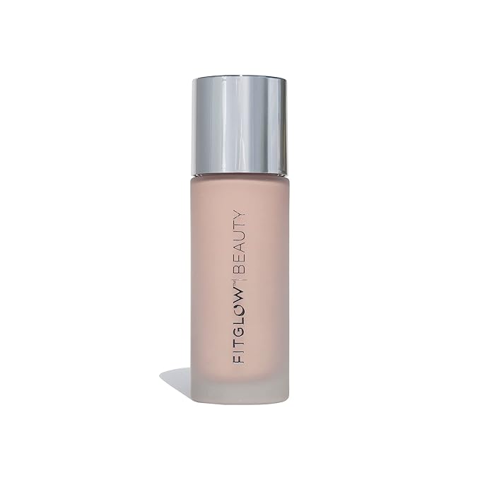 Fitglow Beauty Foundation+ | Vegan Skin-Treating Foundation with Peptides & Plant Collagen | Buildable Medium-Full Coverage, Natural Finish | Hydrating, Anti-Aging, Pore-Friendly | F1-30ml