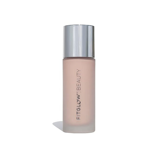Fitglow Beauty Foundation+ | Vegan Skin-Treating Foundation with Peptides & Plant Collagen | Buildable Medium-Full Coverage, Natural Finish | Hydrating, Anti-Aging, Pore-Friendly | F1-30ml