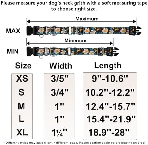 Martingale Collar for Dogs with Buckle No Pull, Golden Floral, M