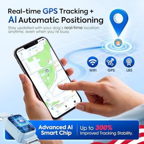 Smart Dog GPS Tracker, Complimentary 6-Month Subscription, Live Pet Tracker with Virtual Fence, Dog Tracker for Dogs with Health & Behavior Monitoring, Escape Alerts, with Virtual Fence, Blue