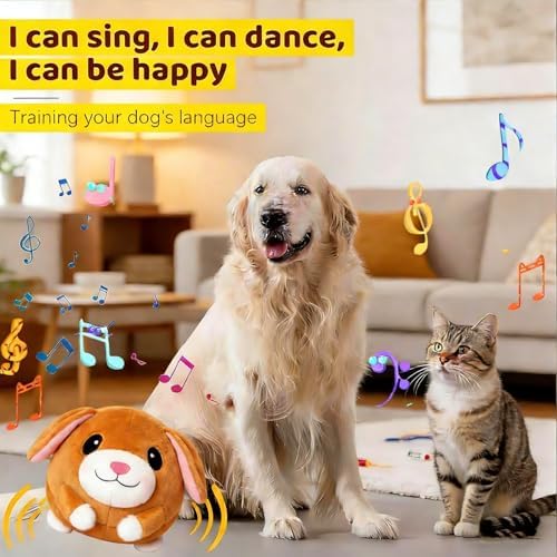 2026 New Active Moving Pet Plush Toy, Interactive Dog Toys, Rechargeable Squeaky Dog Ball Toy with Talking Sound, Washable Cartoon Pig Plush Toy