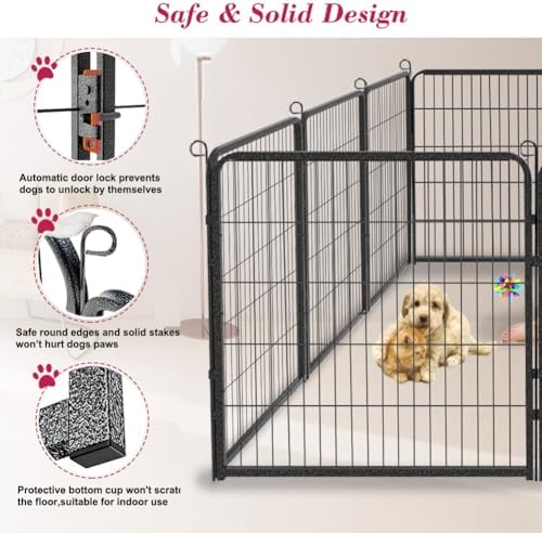 Outdoor Dog Fence Playpen, 32 inch Pet Playpen 12 Panels Puppy Playpen Portable Fences Outdoor Exercise Pen with Doors for RV,Camping,Yard