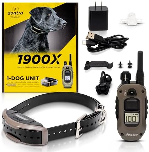 Dogtra 1900X E-Collar for Dog Training - 3/4 Mile Range, for Dogs 35 lbs+, IPX9K Waterproof, 100 Stimulation Levels, Vibration, Tone, Rechargeable - Ideal for Dog Owners and Professional Trainers