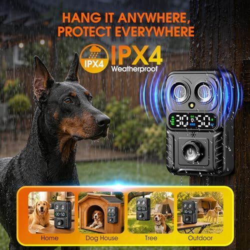 Automatic Bark Control Box, Smart Dog Bark Deterrent Device, Anti Barking Device for Dogs Stop Neighbor’s Dog Barking, Owl Design Bark Silencer with 2X Emitters 50FT, Waterproof for Indoor Outdoor