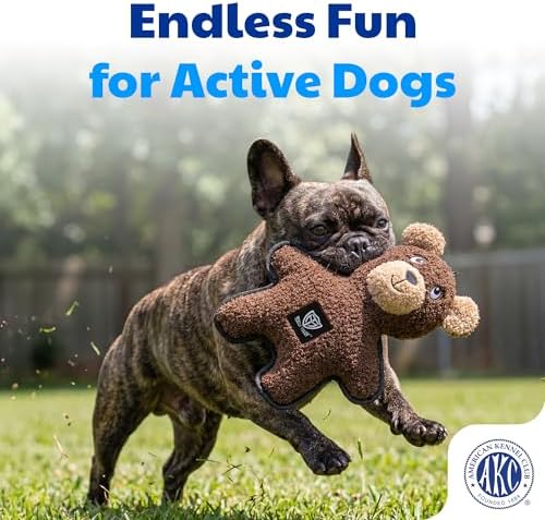 American Kennel Club Plush Dog Toy with Squeaker for Moderate Chewers, Soft Stuffed Dog Toy for Tugging, Fetch & Interactive Play, Gentle on Teeth