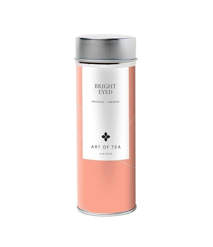 Art of Tea Bright Eyed Loose Leaf Tea, Organic Turmeric Ginger Herbal Tea, Anti Inflammatory Wellness Blend with Cinnamon & Black Pepper, Caffeine Free Ayurvedic Tea, 4oz Tea Tin