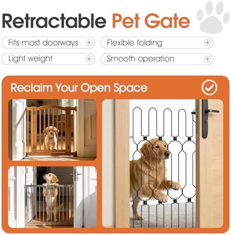 Metal Retractable Dog Gate for Front Door, Adjustable Pet Barrier & Door Blocker, Foldable Gate for Apartments, RVs, Indoor and Outdoor Use