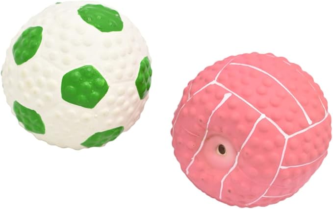 2Pcs Dog Latex Balls Squeaky Teething Toys for Dogs Elastic and Durable Fetch Balls Dog Toys for Interactive Play and Chewing