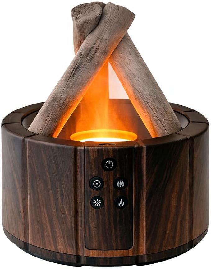 Campfire Flame Diffuser for Essential Oils, 250ml Ultrasonic Cool Mist Aromatherapy Humidifier with Remote Control, 7-Color LED Lights, Timer & Auto-Off for Home, Office & Bedroom