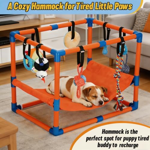 Orange Puppy Play Gym with 8 Hanging Toys
