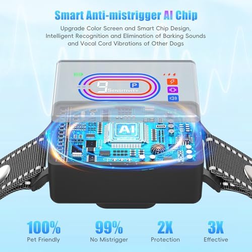 3 Pack Dog Bark Collar, 2025 Bark Collar for Large Medium Small Dogs 5-130 lbs - Smart Rechargeable Anti-Barking Training Collar with 10 Adjustable Sensitivity-Bark Collars with Beep Vibratio (3 Pack)