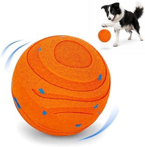 Smart Interactive Dog Toys Ball，Automatic Moving, Bouncing and Rotating,Pet-Safe & Durable E-TPU Material, IPX7 Waterproof, Active Rolling Ball for Puppy Medium Large Dogs, Long Battery Life (Orange)