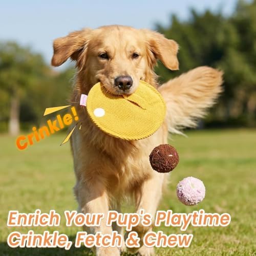 Dog Squeaky Toys Interactive Plush Ice Cream Snuffle Mat, Stuffed Puppy Chew Toy with Crinkle Paper & Treat Pockets, Boredom Relief Brain Stimulation for Small Medium Large Dogs
