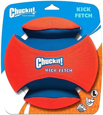 Chuckit! Kick Fetch Ball Dog Toy, Large (8 Inch) & Indoor Fetch Ball Dog Toy (4.75 Inch), Orange and Blue