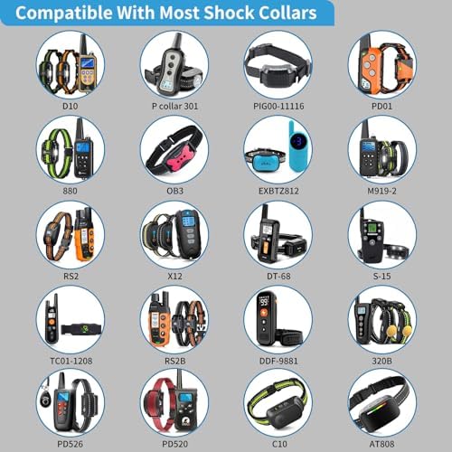 Dog Shock Collar Replacement Strap, Reflective & Adjustable 3/4 x 28 Inch, Compatible with Multiple Brands Training Collars, Black/Blue Nylon, 2 Pack