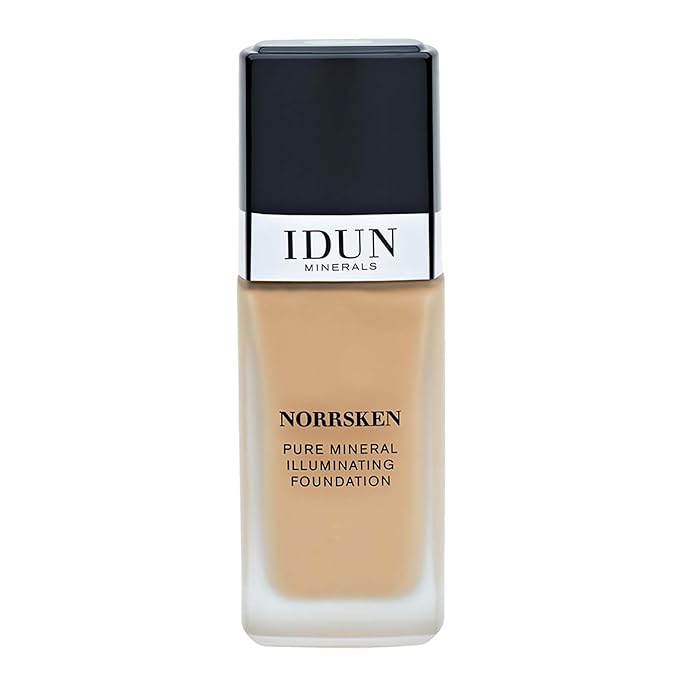 IDUN Minerals Liquid Norrsken Foundation - Silky Smooth Coverage - Luminous, Dewy Finish for Dry and Dull Skin - Water Resistant and Vegan Makeup - 215 Embla - Warm Medium - 1.01 oz