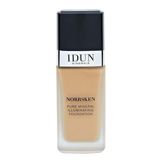 IDUN Minerals Liquid Norrsken Foundation - Silky Smooth Coverage - Luminous, Dewy Finish for Dry and Dull Skin - Water Resistant and Vegan Makeup - 215 Embla - Warm Medium - 1.01 oz