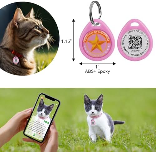 QR Code Smart Pet ID Tag for Cats Dogs - Waterproof Durable Pet Identity Tracking Accessory No Fees & Privacy Protection Personalized for Dogs and Cats,(Blue*2, M)