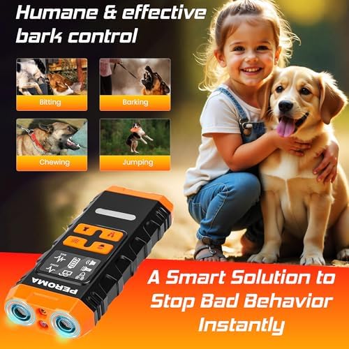 Dog Bark Deterrent Device, 5 Training Modes with Sonic/Max/Beep, Red Light & Night Flashlight, 60FT Ultrasonic Anti Barking Control – Safe, Humane, Rechargeable Indoor/Outdoor Bark Trainer for Dogs