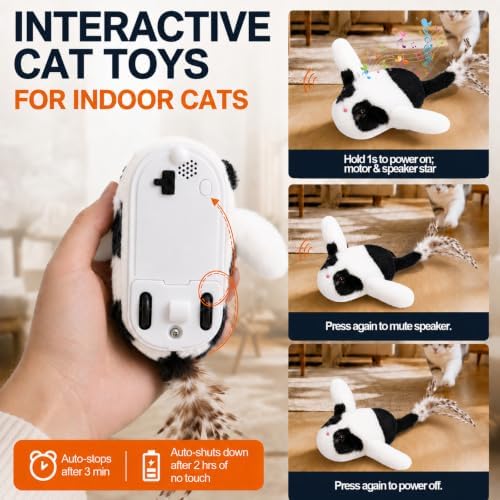 BABORUI Interactive Cat Toy Flying Mouse, Cow Mouse