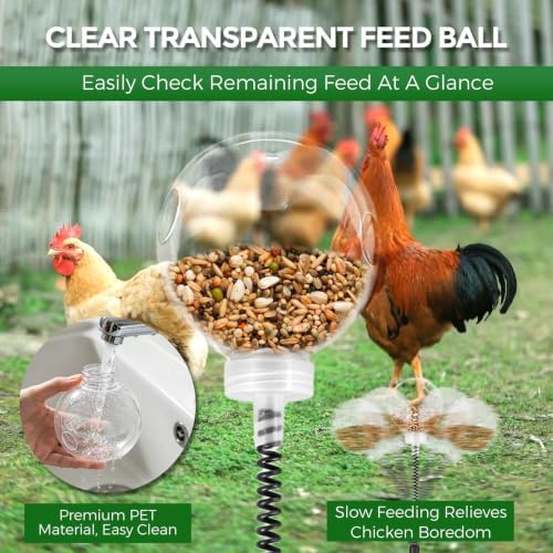 Chicken Peck Toy 2 Pack, Treat Dispensing Slow Feeder Ball for Hens