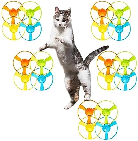 Cat Fetch Toys, Interactive Flying Cat Toys with 20 Colored Flying Propellers, Pet Tracks Chasing Toy for for Kitten Training Hunting(only 20 Propellers)