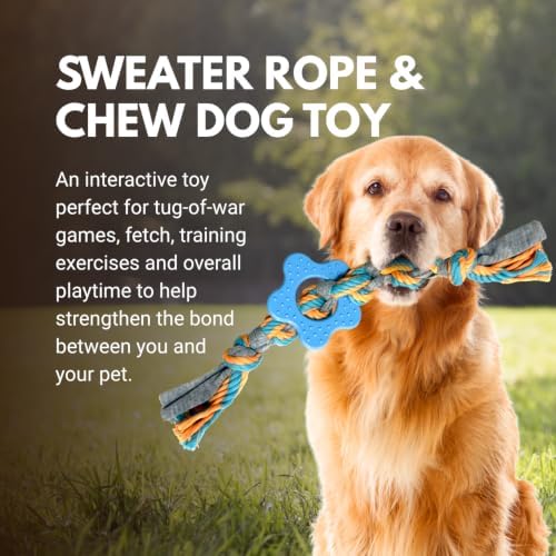 Consumable Corner - Sweater Rope Dog Toy - Braided Tug & Chew Toy - for Interactive Play, Teething & Training Durable Material - 1 Rope - Multicolor (Multi Chew Ring)