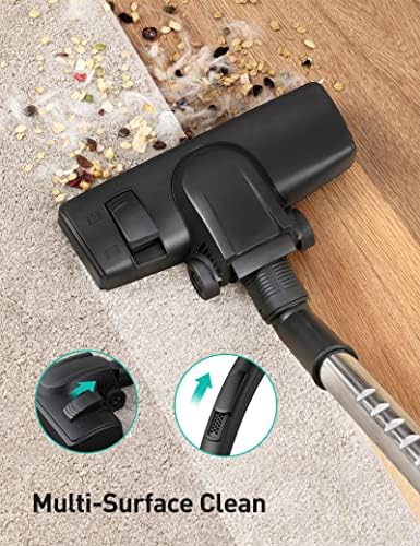 Aspiron Canister Vacuum, Upgraded 1600W Bagless Canister Vacuum Cleaner | Auto Cord Rewind, H13 HEPA Filter, 4Qt Large Capacity, 5 Tools for Hard Floors, Carpet, Pet, Upholstery, Tiles, Honey