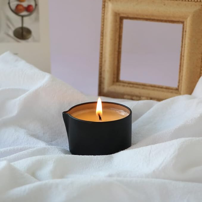 Soybean Wax Massage Oil Candle, Jasmine Caramel Whisky Coffee Vodka Cream Cherry, 4 Pack