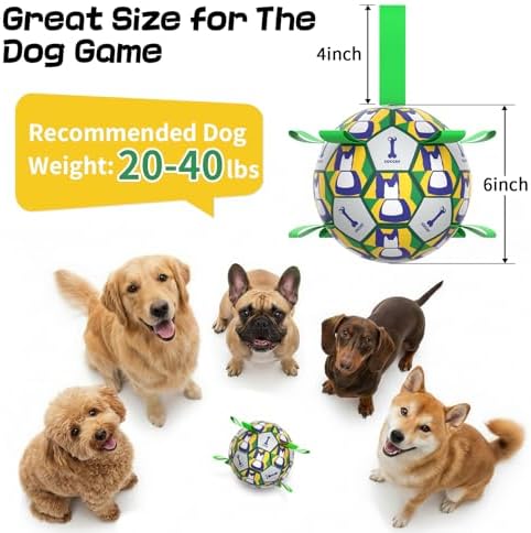 Dog Soccer Ball with Straps, 6 Inch for Small and Medium Dogs, B