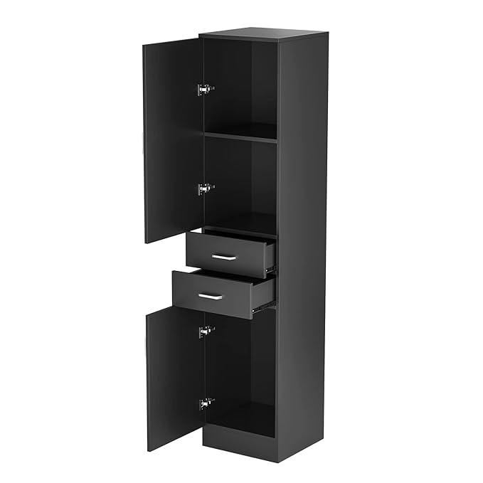 Paddie Wall Mount Barber Stations, Salon Stations for Hair Stylist, Hair Station Salon Furniture Sets with a Storage Cabinet, 2 Drawers and a 2 Tier Shelf, 17.3" L x 70.9" H
