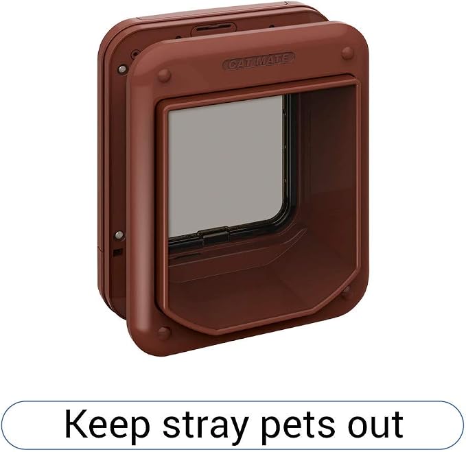 Cat Mate Microchip activated Cat Flap | for up to 30 Cats, Brown | Stores 30 Pet IDs, Weather Resistant, Selective Entry, Keeps Unwanted Animals Out, Easy Installation