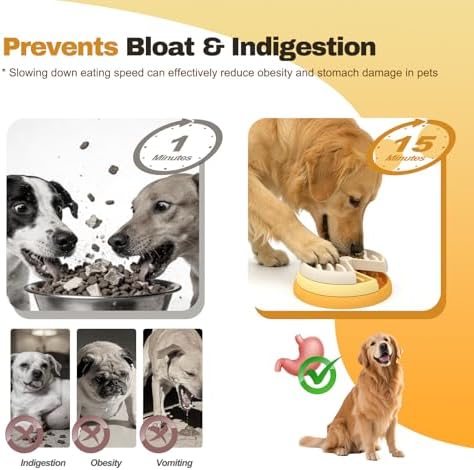 Slow Feeder Dog Bowl - 3-Tier Rotating Interactive Dog Puzzle Toy for Mental Enrichment & IQ Training - Anti-Gulping Bloat Stop Dog Feeder for Small & Medium Dogs and Cats, Food-Grade & Non-Slip