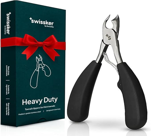 Swissker by Swissklip Heavy Duty Toenail Clippers for Men and Women – Professional Ergonomic Large Toe Nail Cutter & Trimmer for Thick Nails Seniors, Long Handle Toe Nail Clipper