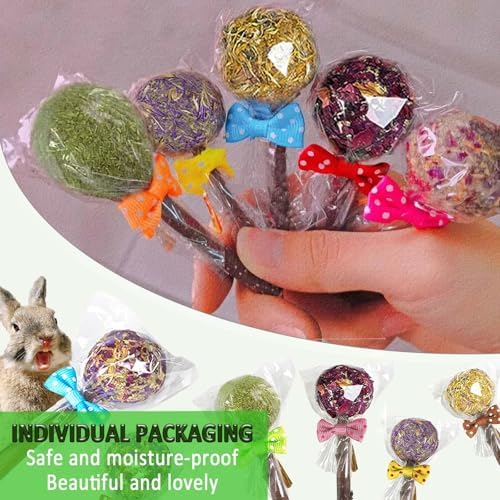 kathson 30PCS Rabbit Timothy Hay Treats Sticks,Interactive Bunny Lollipop Chew Sticks,Natural Guinea Pigs Chewing Treats Molar Teeth Toys for Small Animals,Chinchilla,Hamster,Gerbil