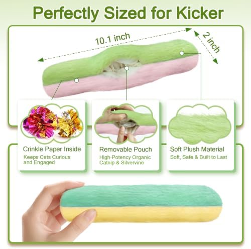 Retro Shaw Refillable Catnip Cat Toys Pillows, for Indoor Cats Kicker, 3PCS