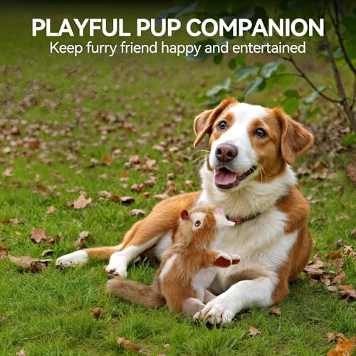 ALL FOR PAWS Chipmunk Squeaky Doy Toy, Squirrel Dog Toy for Medium Large Breed, Puppy Fetch Toy with Squeaker, Plush Chew Dog Toy, Chipmunk-L