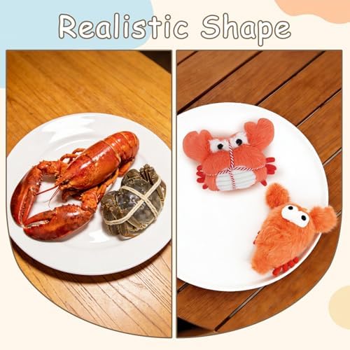 Andiker 2 Pcs Catnip Toys for Cats, Cute Crab and Lobster Shapes Plush Toy with Catnip PP Cotton Built-in Bells Funny Interactive Cat Toys for Indoor Cats Bite Chew Hunting (Small, Style 2)
