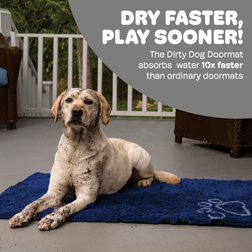 Dog Gone Smart Dirty Dog Doormat - Fast Drying Rug with Super Gripper Backing for Clean Floors - Super Absorbent and Machine Washable Mat for Muddy Paws - Bermuda Blue | Super Gripper Backing for Clean Floors - Absorbent Microfiber and Machine Washable...