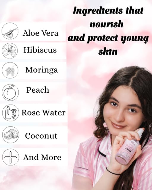 Wink Skin Care Kit for Teens | Plant-Based Facial Kit for Girls & Tweens, 4-Piece Set with Milk Cleanser, Rose Petal Toner, Face Fruit Serum & SPF Moisturizer, Mom-Approved Essential Kit for Young