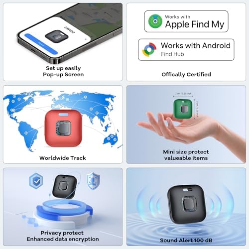 Hoxe Air Tracker Tags-3 Pack for iOS & Android, Smart Tag for Key, Bag, Pet | Dual System Luggage Tracker Compatible with Apple Find My & Google Find Hub App, Bluetooth Key Finder Replaceable Battery