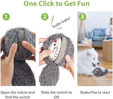 PETGEEK Interactive Dog Ball Toy, Vibrating Dog Ball with Music and Recording, Enrichment Toys for Dogs to Keep Them Busy, USB-C Rechargeable Squeaky Toys for Small/Medium/Large Dogs(Gray)
