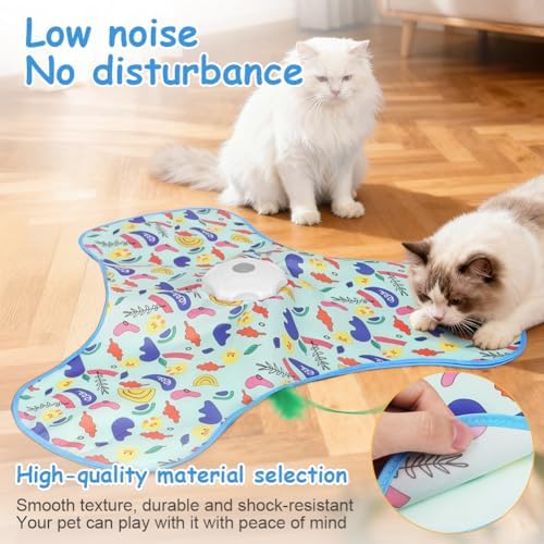 Interactive Cat Toys for Indoor Cats, Automatic Hide and Seek Cat Toy, Moving Concealed Feathers, Mouse Squeaky, Rechargeable Touch Activated Exercise Toys for Kitten Bored Adult Cats, 3 Modes