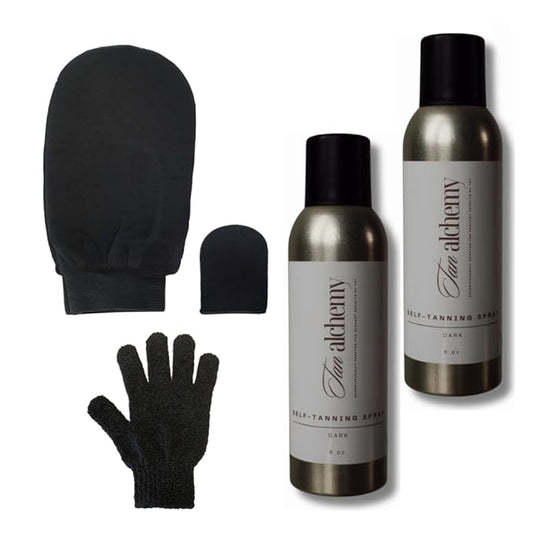 Tan Alchemy, Dark Self Tanning Aerosol Can, Unscented (2-8 oz w mitt)
