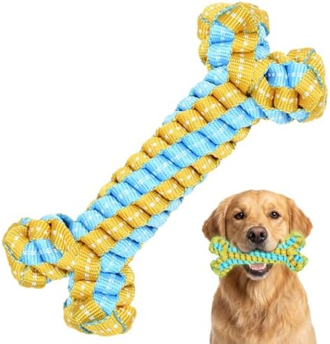 Dog Chew Toys, Knot Rope Dog Braid Bone Toy, Glow in the Dark Dog Toys